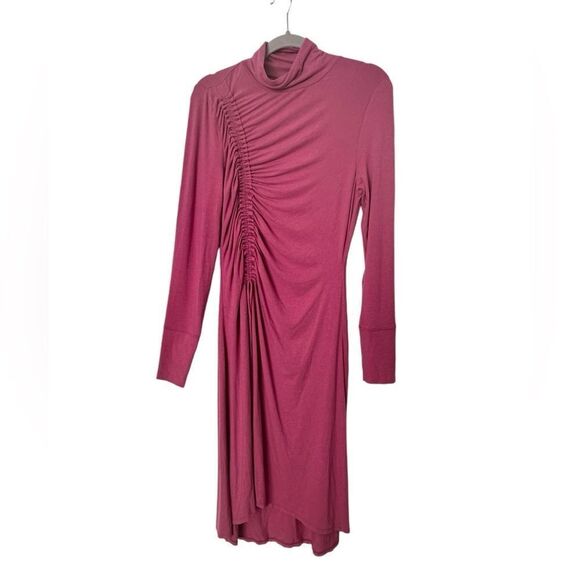 Anthropologie Daily Practice Pink Ruched Midi Dress | Size L - Picture 3 of 10